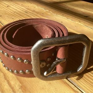 Lucky Brand wide leather belt with silver tone studs.